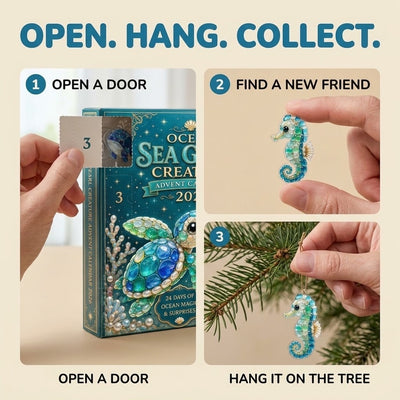 Ocean Sea Glass Creature Advent Calendar 2026 | 24 Sea Glass Style Ornaments