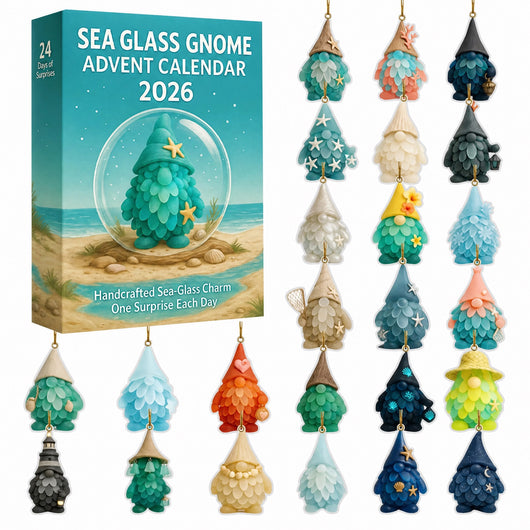 Sea Glass Gnome Advent Calendar 2026 | 24 Sea Glass Gnome Ornaments
