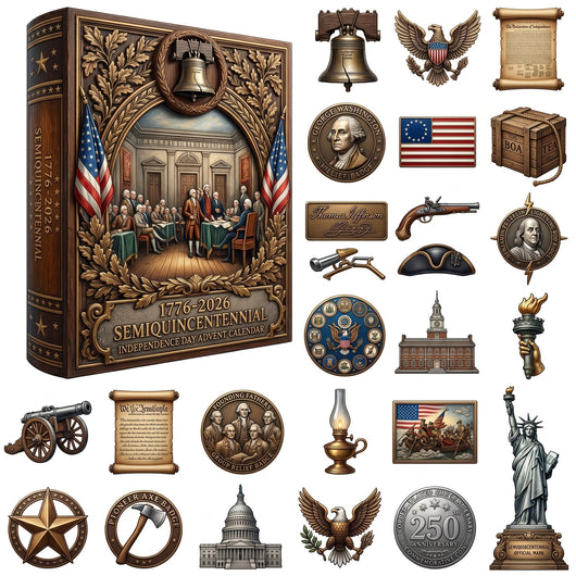 1776-2026 Semiquincentennial Advent Calendar | America 250 Independence Day Countdown, 24 History Keepsakes