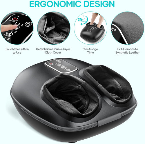 Foot Massager with Heat | Shiatsu Foot Massager Machine with Kneading and Air Compression