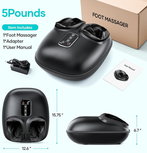 Foot Massager with Heat | Shiatsu Foot Massager Machine with Kneading and Air Compression