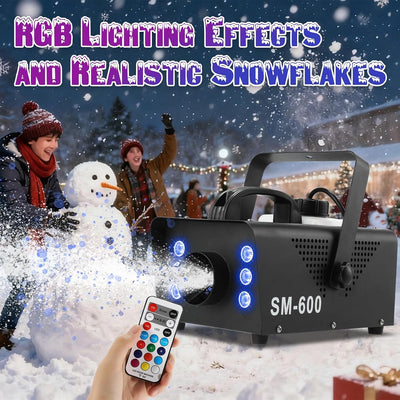 Snow Machine 600W with LED Lights and Remote Control | Fake Snow Maker, Christmas Snow Machine, Snowflake Machine