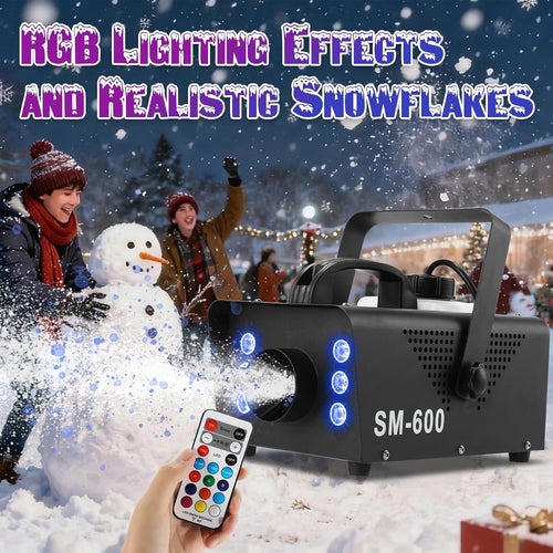 Snow Machine 600W with LED Lights and Remote Control | Fake Snow Maker, Christmas Snow Machine, Snowflake Machine
