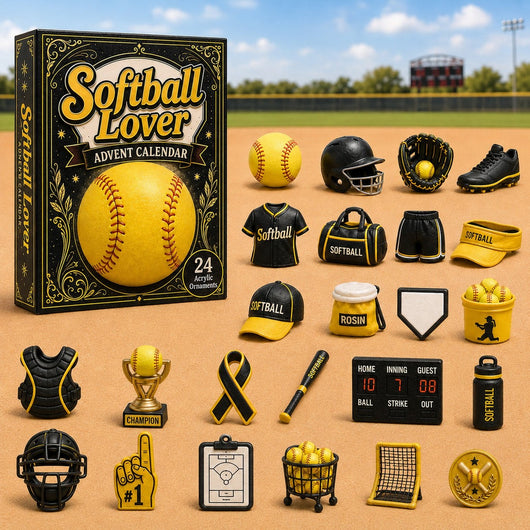 Softball Advent Calendar 2026 | 24 Softball Acrylic Charms, Gift for Softball Lovers