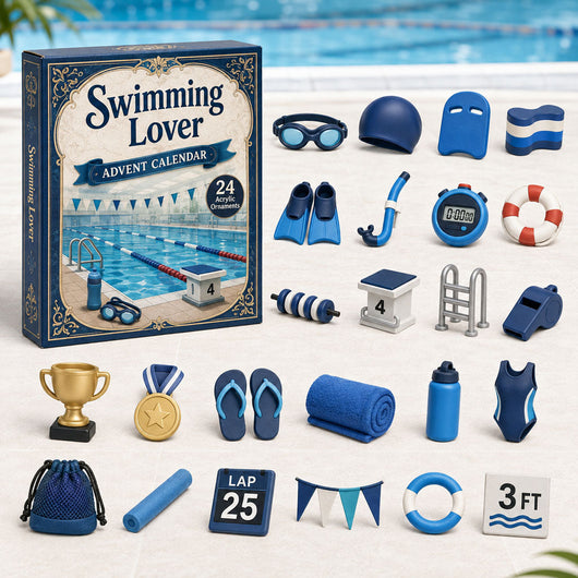 Swimming Advent Calendar 2026 | 24 Swimming Acrylic Ornaments, Gift for Swimmers