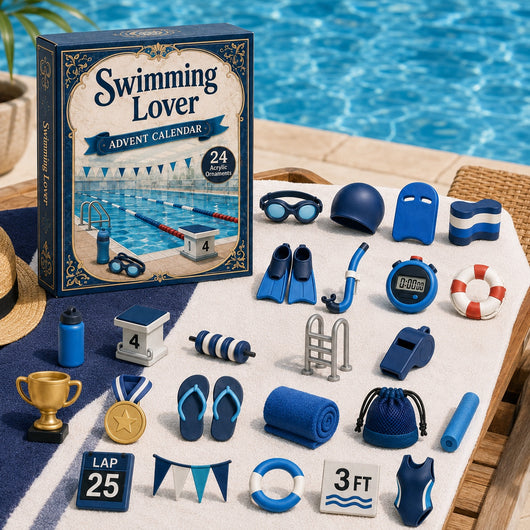 Swimming Advent Calendar 2026 | 24 Swimming Acrylic Ornaments, Gift for Swimmers