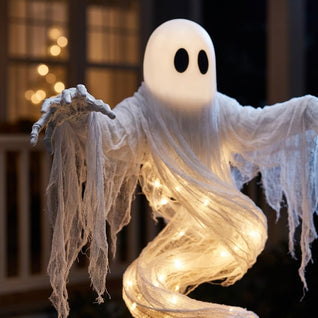 Glowing Swirling Ghost Pumpkin Lamp | Light Up Halloween Ghost Rising From Jack O Lantern, Outdoor Porch and Yard Decoration