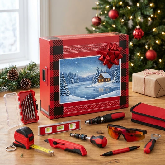 Tool Advent Calendar 2026 | 24 Days of Tools Christmas Countdown with Drill Bits, Tape Measure, Level and Utility Knife, Gift for Men