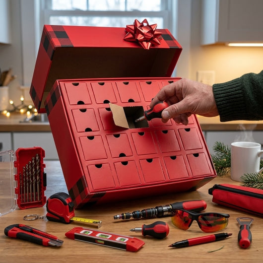 Tool Advent Calendar 2026 | 24 Days of Tools Christmas Countdown with Drill Bits, Tape Measure, Level and Utility Knife, Gift for Men