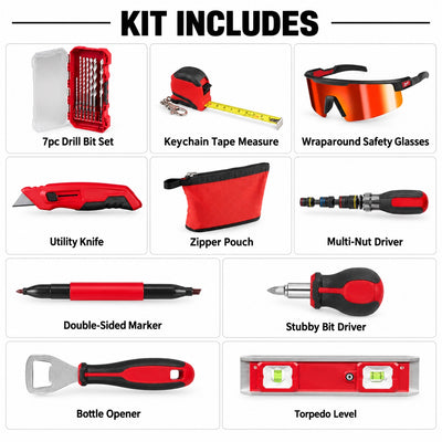 Tool Advent Calendar 2026 | 24 Days of Tools Christmas Countdown with Drill Bits, Tape Measure, Level and Utility Knife, Gift for Men