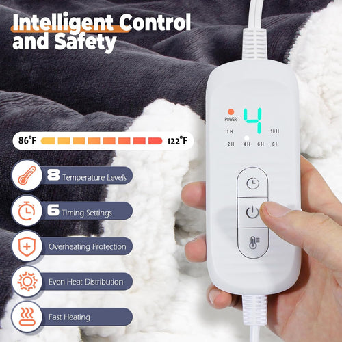 Wearable Heated Blanket with Sleeves and Foot Pocket | Electric Sherpa Blanket Robe
