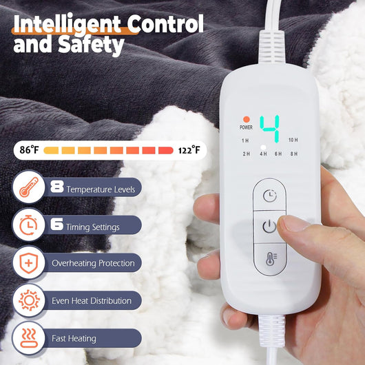 Wearable Heated Blanket with Sleeves and Foot Pocket | Electric Sherpa Blanket Robe