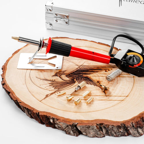 Wood Burning Kit | Pyrography Pen with Adjustable Temperature, Tips and Metal Case