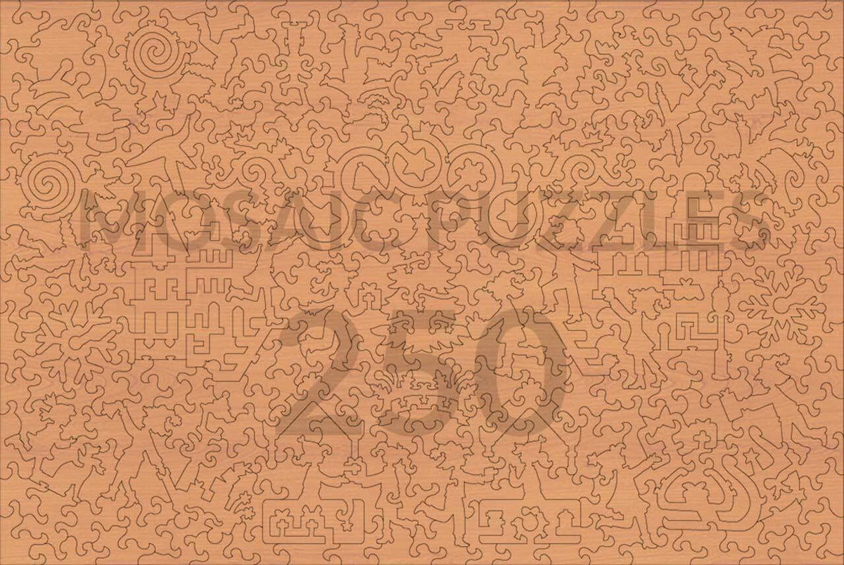 A cardboard puzzle is done once